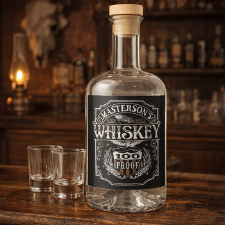 Old West Whiskey Saloon Distillery Western Liquor Bottle Label