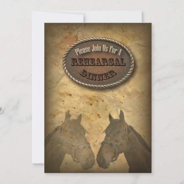 old Western Cowboy Country Rehearsal Dinner Invite (Front)
