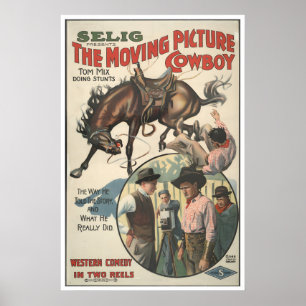 Old Western Cowboy Movie Poster - Tom Mix 1914
