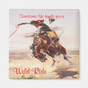 Old Western Cowboy on Bucking Horse Magnet