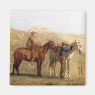 Old Western Cowboys With Horses Magnet