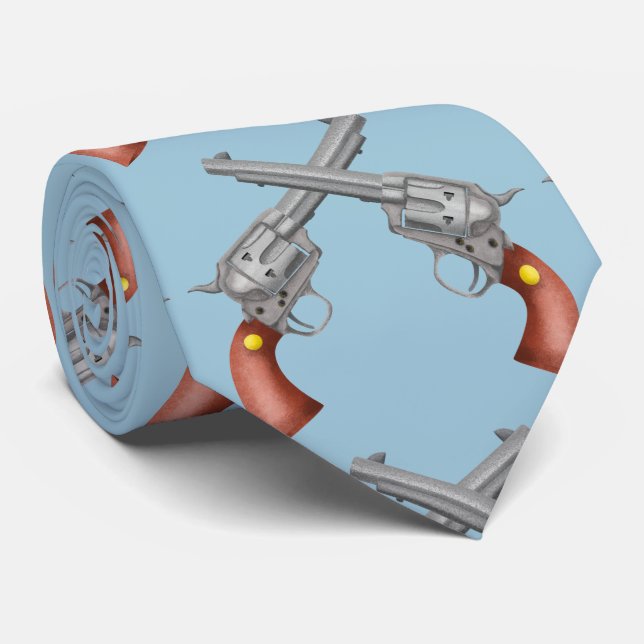 Old western Revolvers Realistic Illustration Tie (Rolled)