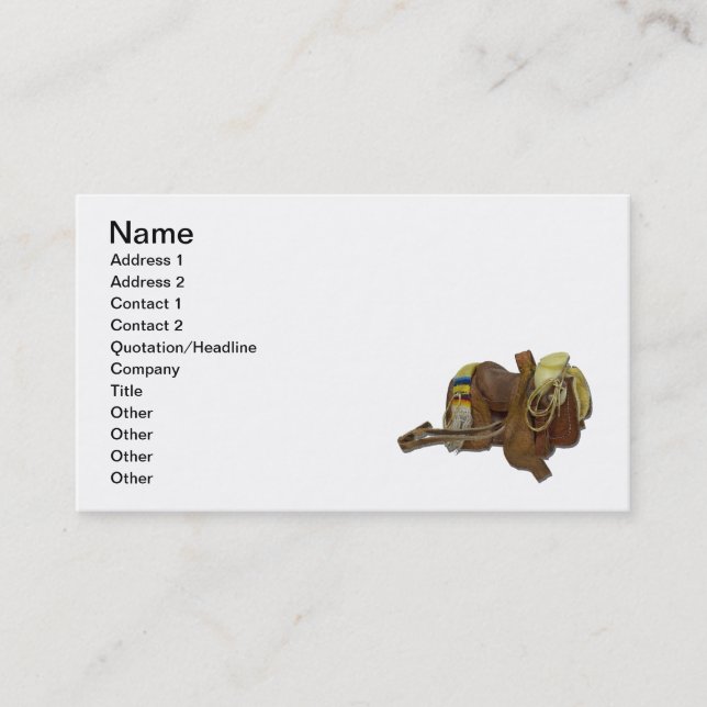 Old Western Saddle Business Card (Front)