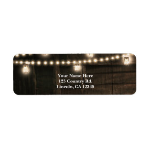 Old Western Saloon & Lights Rustic Wedding Return Address Label