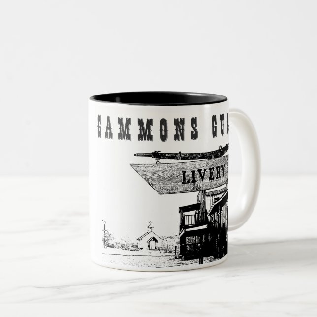 Old Western Town Gammons Gulch Two-Tone Coffee Mug (Front Right)