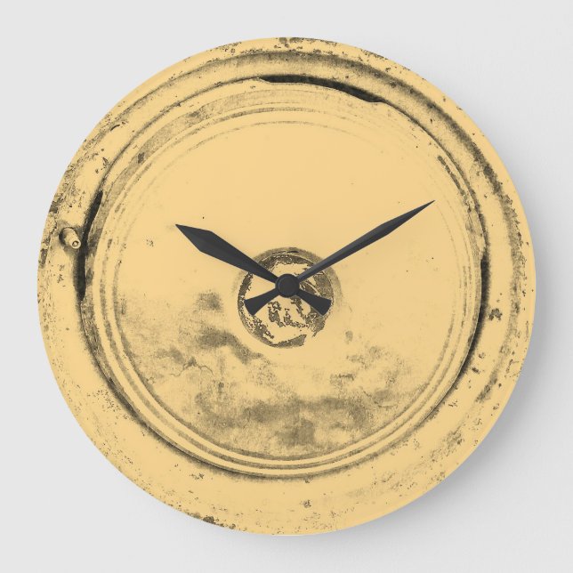 Old Wheel Of Classic Car #3 Large Clock (Front)