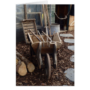 Old wheelbarrow 1940 card