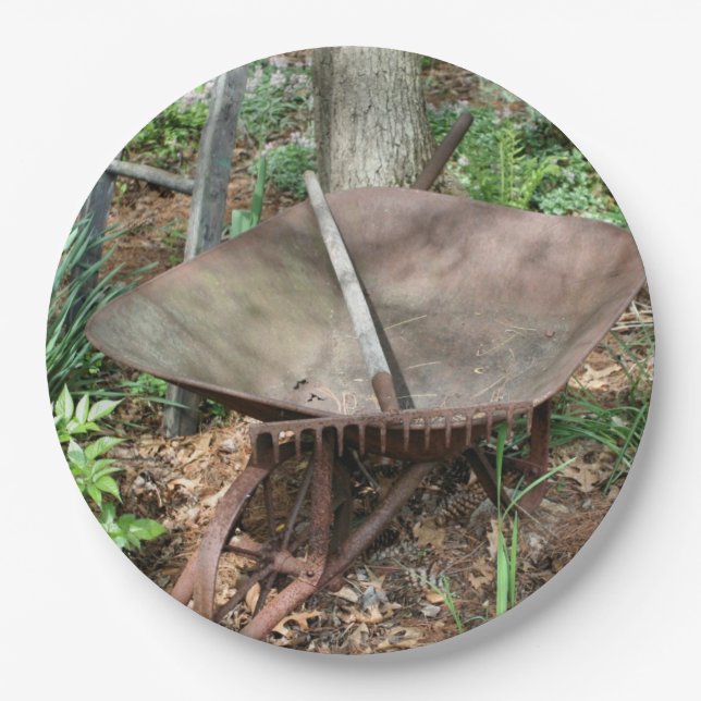 Old Wheelbarrow Flower Garden Themed Party   Paper Plate (Front)