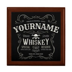 Old Whiskey Label Personalised Vintage Liquor Bar  Gift Box
