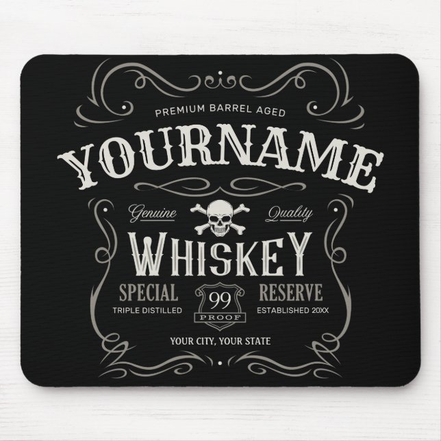 Old Whiskey Label Personalised Vintage Liquor Bar  Mouse Pad (Front)