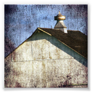 Old White Barn Grunge Photo Print