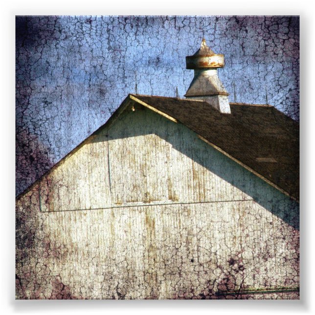 Old White Barn Grunge Photo Print (Front)
