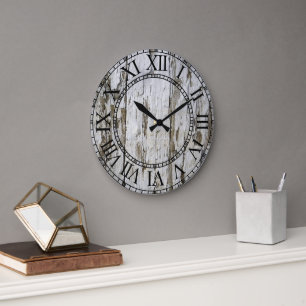 Old White Wash Barn Wood Large Clock