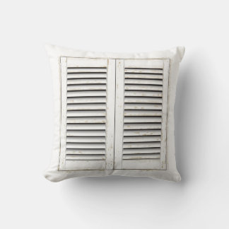 Old white window shutters cushion