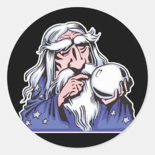 old white wizard merlin classic round sticker