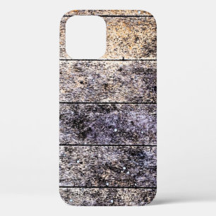 Old white wooden texture background. Colour stain  iPhone 12 Case