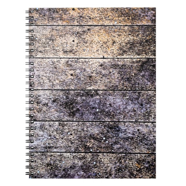 Old white wooden texture background. Colour stain  Notebook (Front)