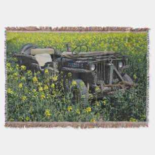 Old Willys MB Jeep Throw Blanket