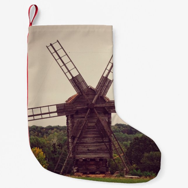 Old windmill Autumn landscape. Ukrainearchitectur Small Christmas Stocking (Front)