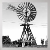 Old Windmill Black White Photography Farmhouse Art
