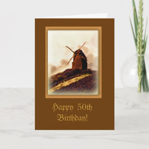 Old Windmill Custom Birthday Card
