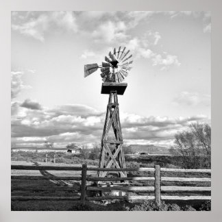 Old Windmill Farm Ranch Landscape Photography Poster