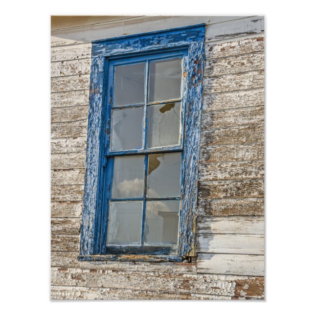 Old Window with Weathered Blue Paint Photo Print (Front)