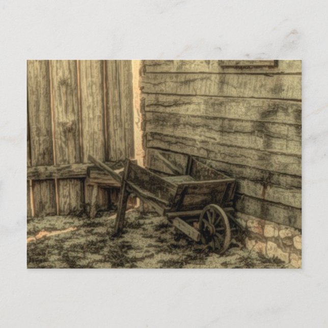 old window wooden wheelbarrow rustic farmhouse postcard (Front)