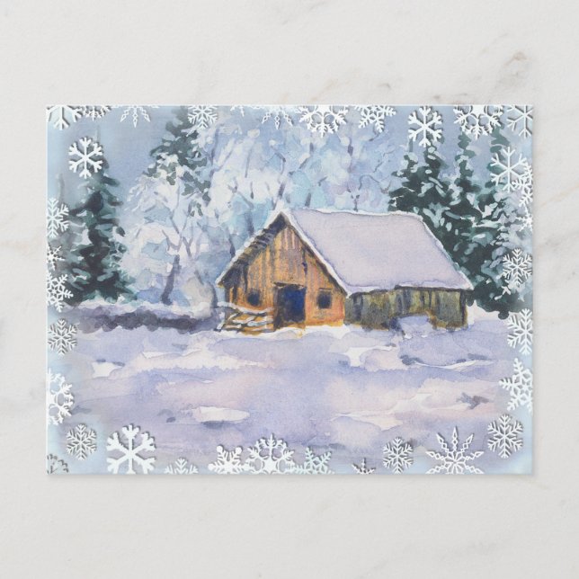 OLD WINTER BARN by SHARON SHARPE Postcard (Front)