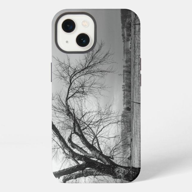 Old Winter Tree Grayscale iPhone Case (Back)