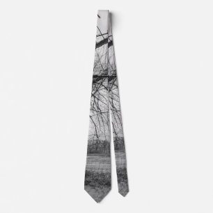 Old Winter Tree Grayscale Neck Tie