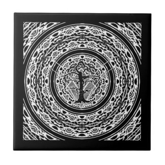 Old Withered Black & White Abstract Tree Ceramic Tile
