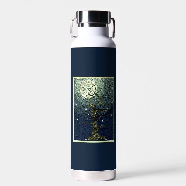 Old Withered Tree Moon & Stars  Water Bottle (Front)