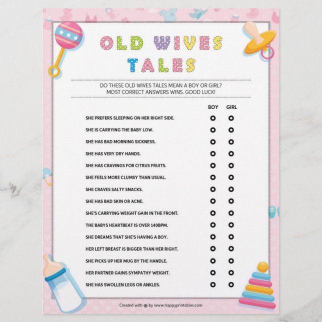 Old Wives Tales [Baby Basics Pink] Custom Letterhead (Front)