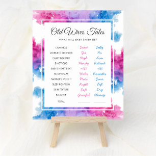 Old Wives Tales Baby Gender Reveal Party Game  Poster