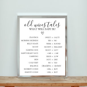 Old Wives Tales Baby Shower Game Sign