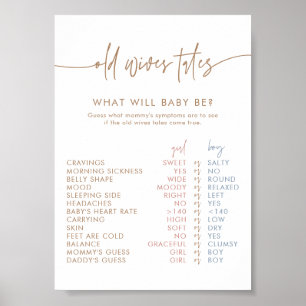 Old Wives Tales Card   Boho Gender Reveal Game   Poster