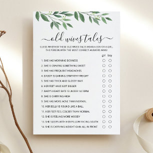Old Wives Tales Game Baby Shower party Card