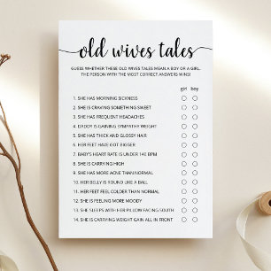 Old Wives Tales Game Baby Shower party Card