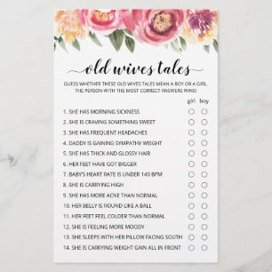 Old Wives Tales Game Baby Shower party game