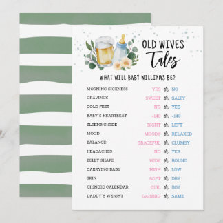 Old Wives Tales Gender Reveal Baby Shower Card