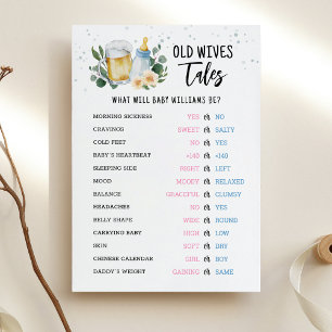 Old Wives Tales Gender Reveal Baby Shower Card