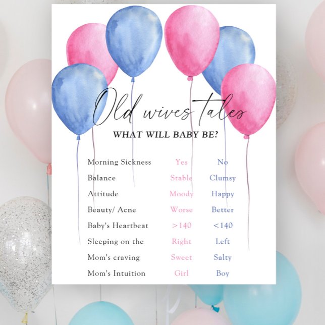 Old Wives Tales Gender Reveal Board  Poster (Creator Uploaded)
