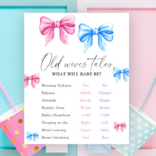 Old Wives Tales Gender Reveal Board  Poster