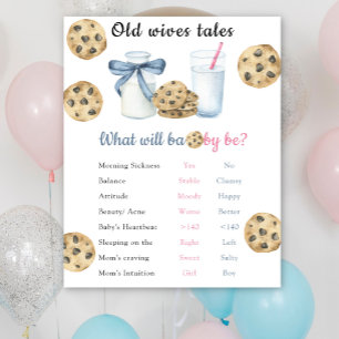 Old Wives Tales Gender Reveal Board  Poster