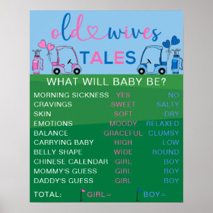 Old Wives Tales Golf Gender Reveal Party Sign
