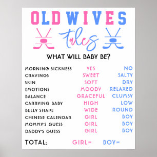 Old Wives Tales Hockey Gender Reveal Party Sign