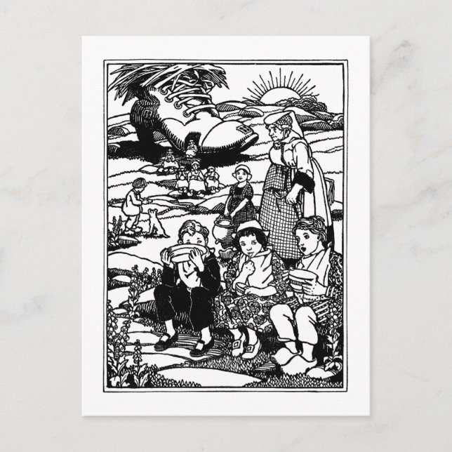 Old Woman and Shoe House Nursery Rhyme Postcard (Front)
