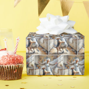Old Woman Dancing With Dog Wrapping Paper