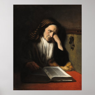 Old Woman Dozing - Nicolaes Maes Fine Art Poster